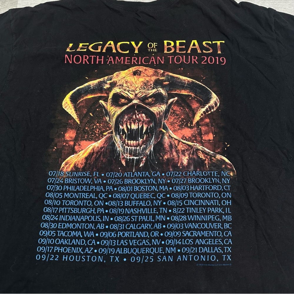 Iron Maiden Legacy Of The Beast World Tour 2019 Black T-shirt‎ Sz 3XL  Band Tee - Picture 7 of 8
